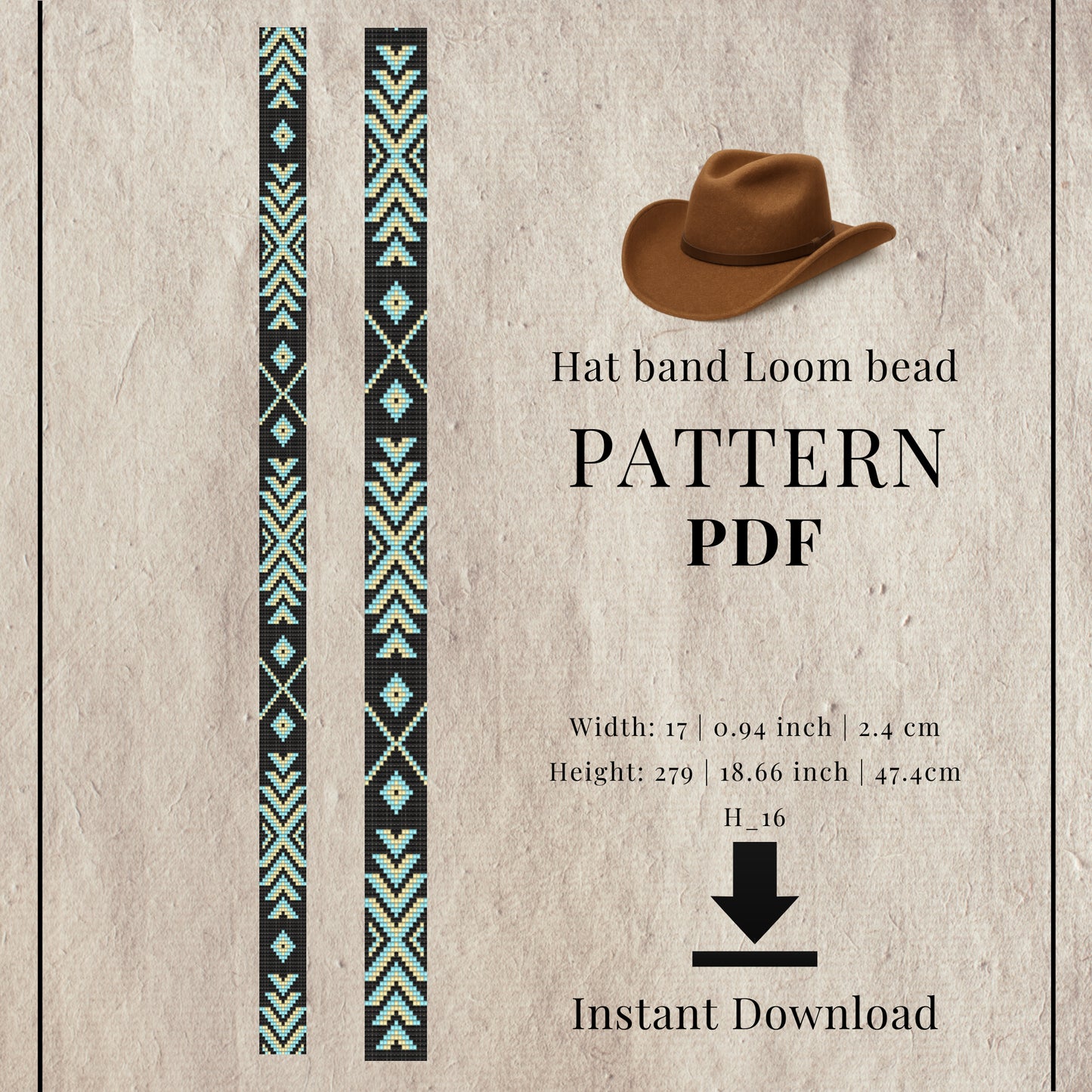 Pattern PDF for hat band loom bead 