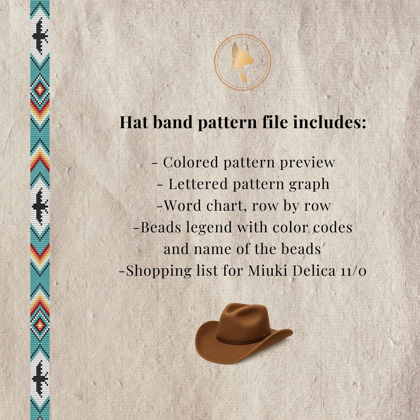 Text about a hat band pattern file with a pattern preview
