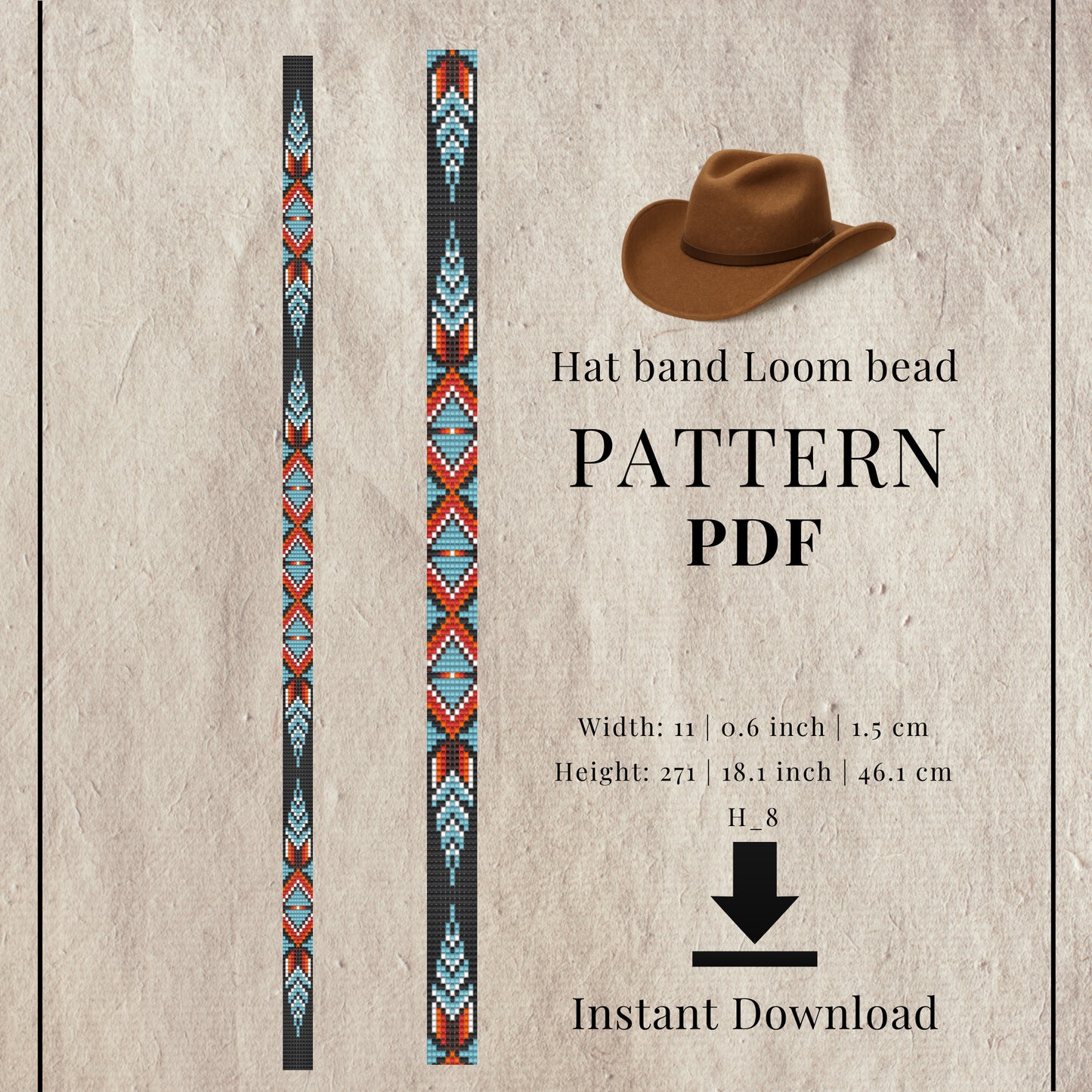 Pattern PDF for hat band loom bead 