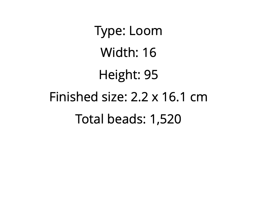 seed bead loom bracelet dimensions, and bead count of the pattern