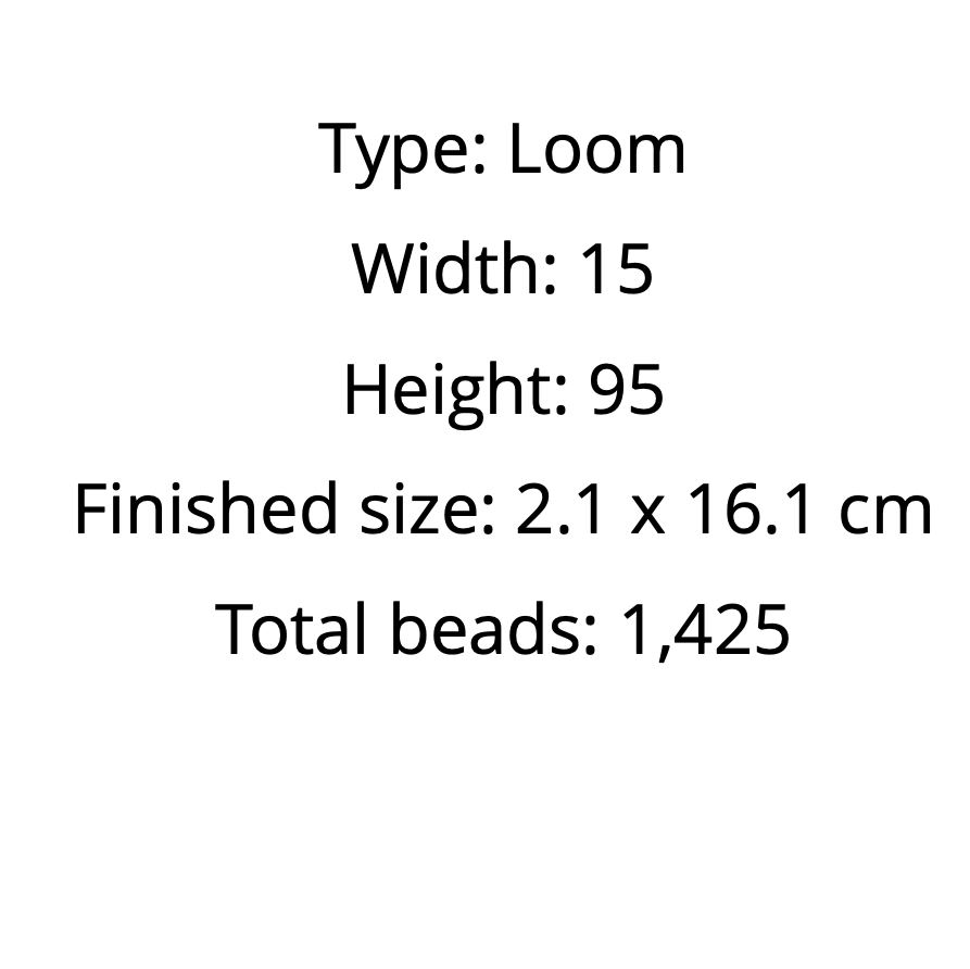 Product details of a loom with dimensions and bead count on a white background