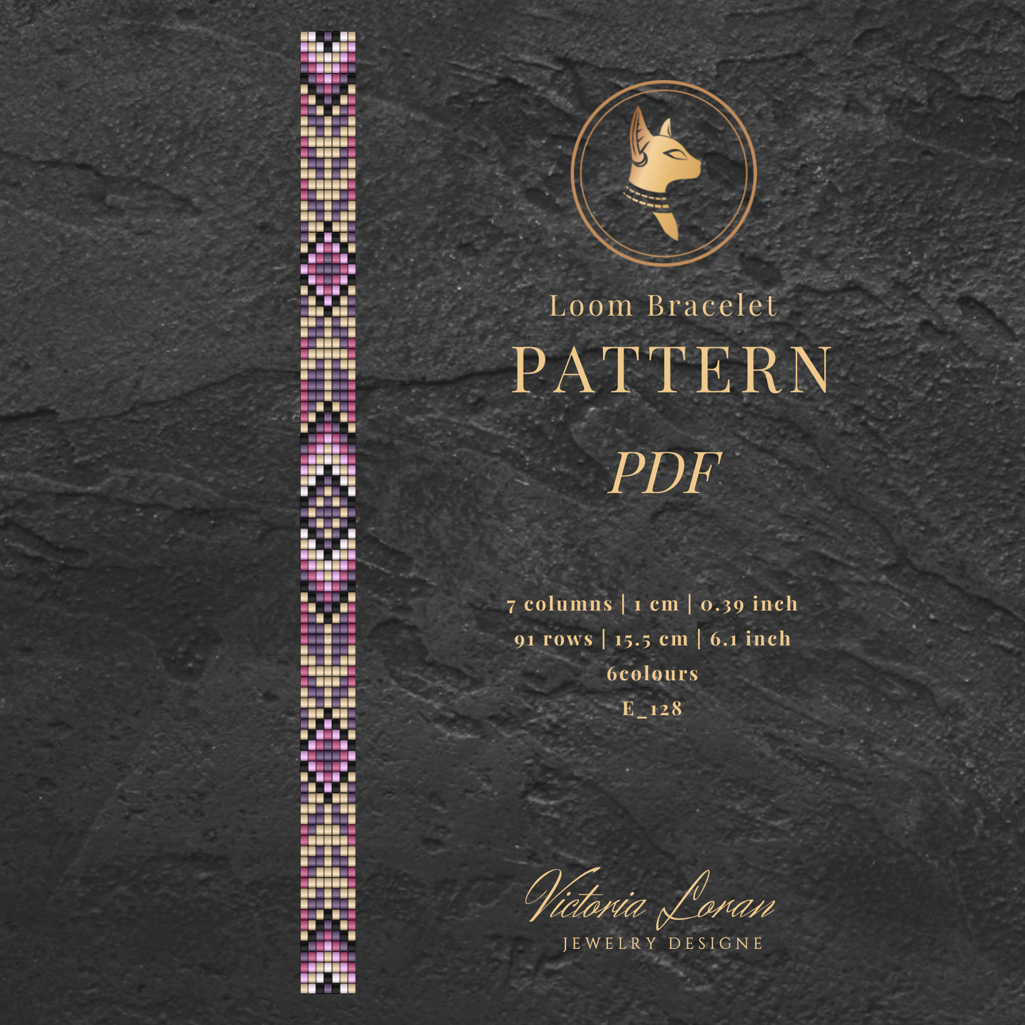 Easy Loom Bracelet Pattern PDF | Purple Geometric | Miyuki Delica 11/0 | Instant Download