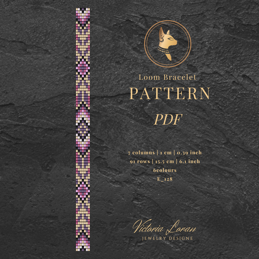 Easy Loom Bracelet Pattern PDF | Purple Geometric | Miyuki Delica 11/0 | Instant Download