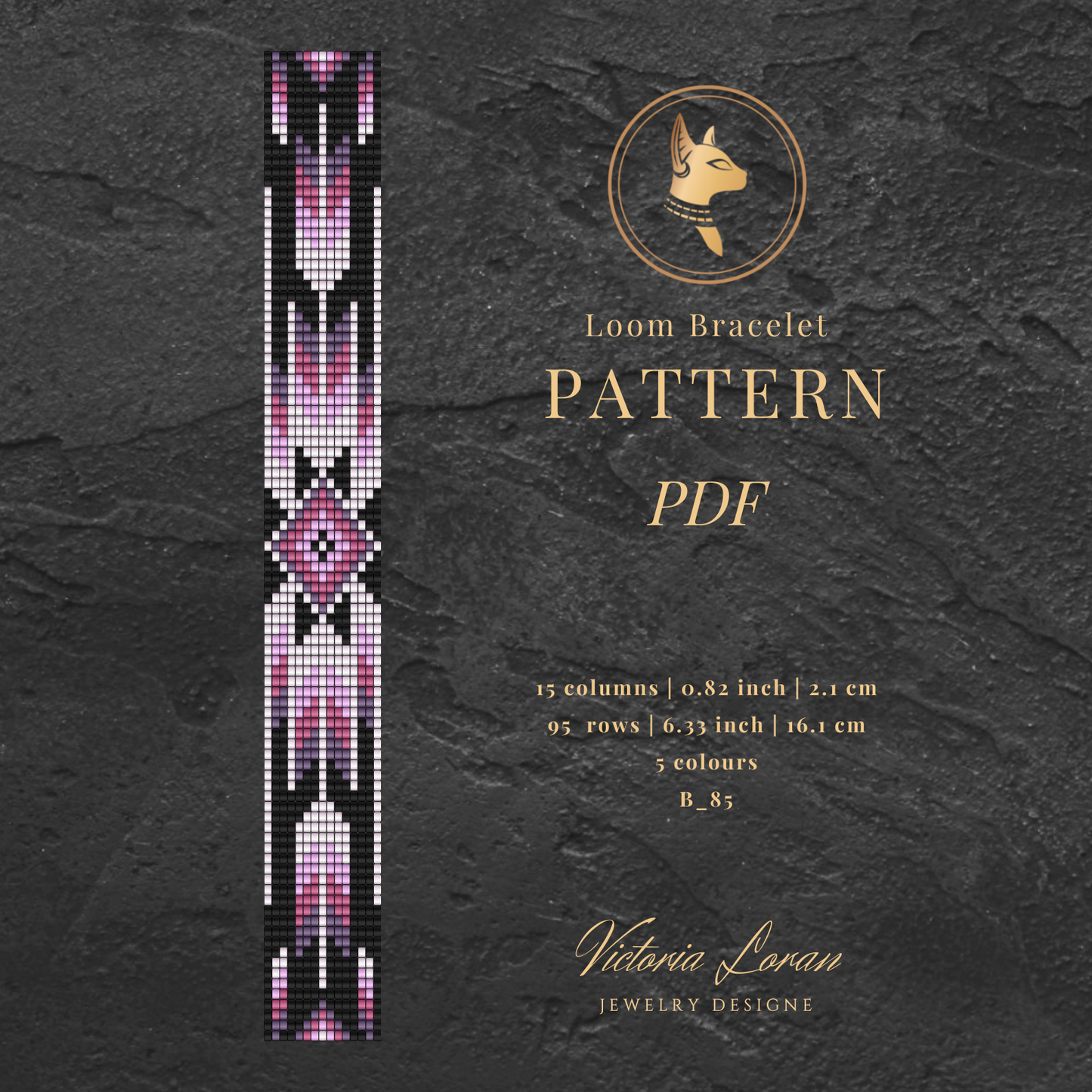Loom Beading Bracelet Pattern PDF | Purple Geometric | Miyuki Delica 11/0 | Instant Download