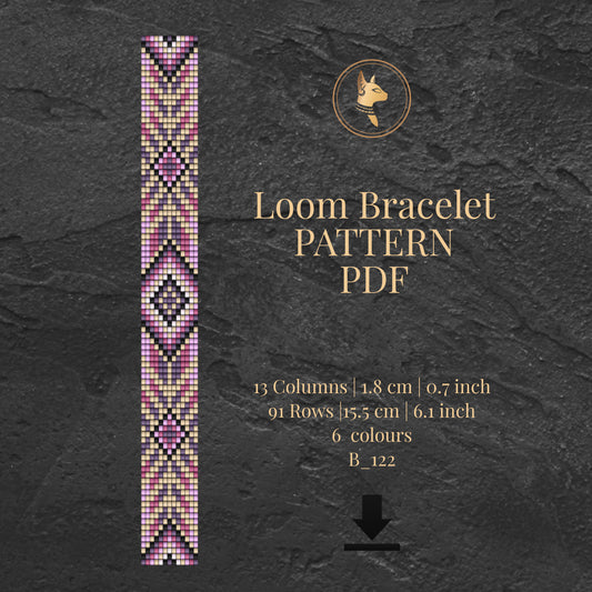 Loom Beading Bracelet Pattern PDF | Purple Boho Bracelet | Miyuki Delica 11/0 | Instant Download