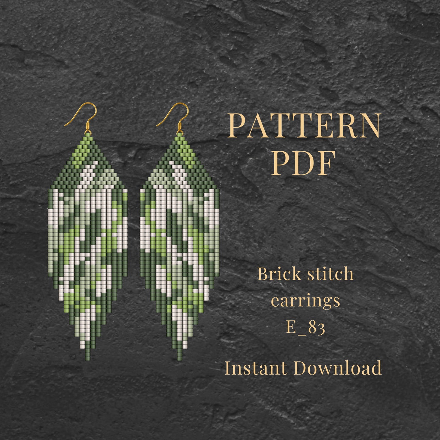 Military Brick stitch earrings pattern on a dark textured background