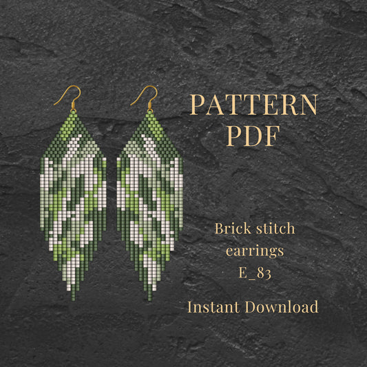 Military Brick stitch earrings pattern on a dark textured background