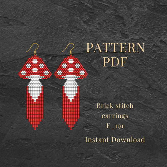 Brick stitch earrings pattern mushrooms design