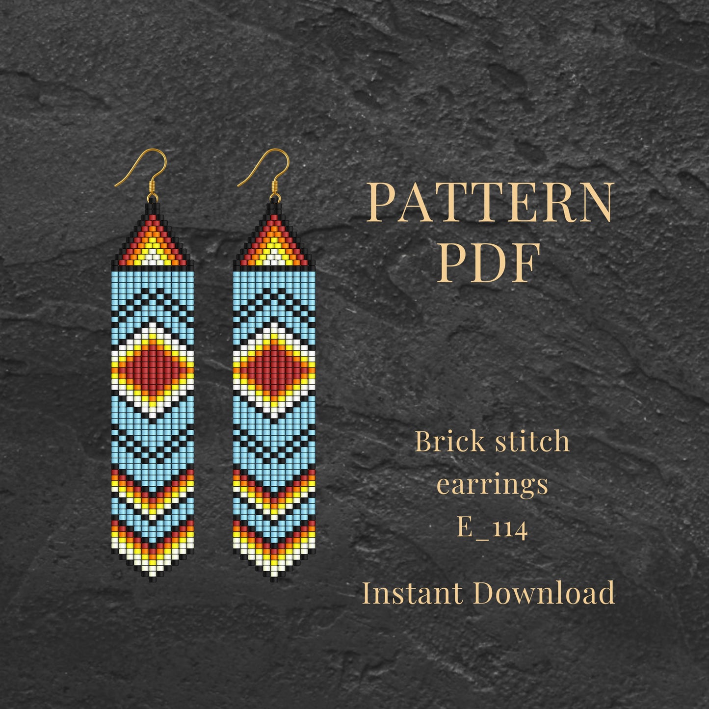 Brick stitch earrings with geometric pattern 
