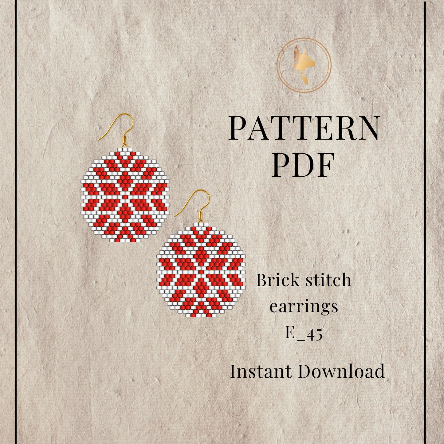 red snowflake Brick stitch earrings 
