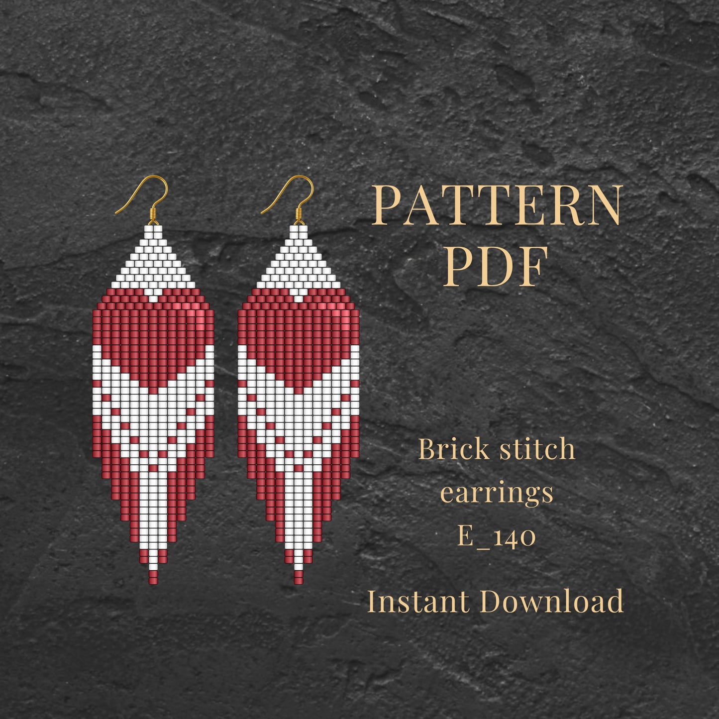 Red heart Brick stitch earrings pattern