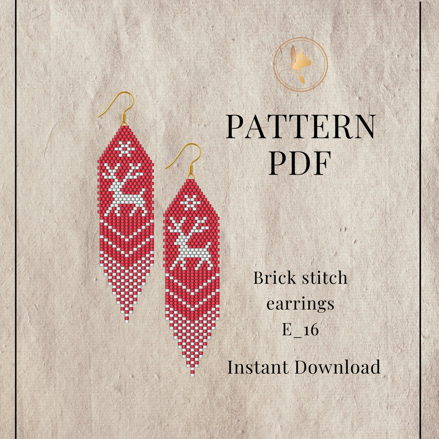 Reideer Brick stitch earrings pattern PDF
