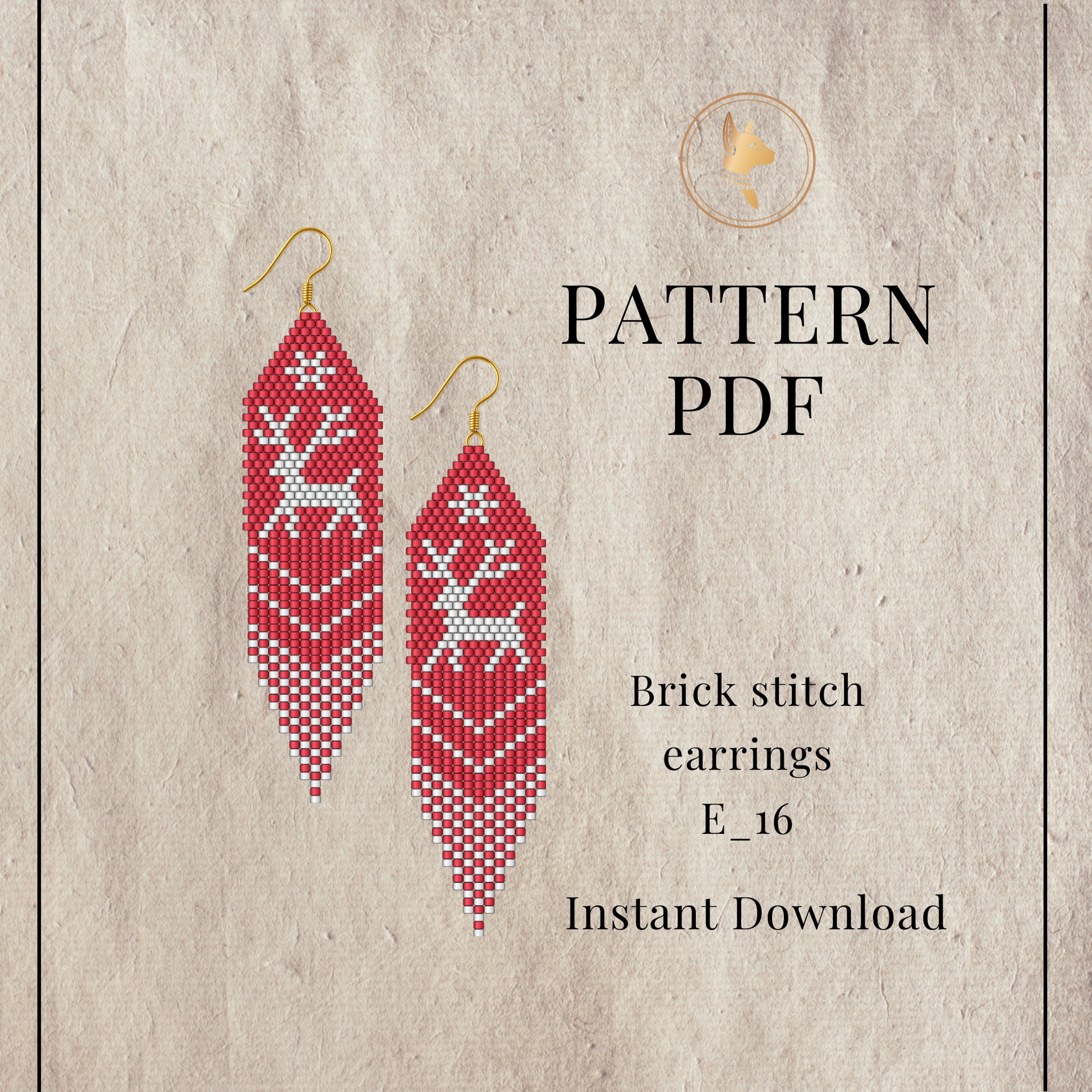Reideer Brick stitch earrings pattern PDF