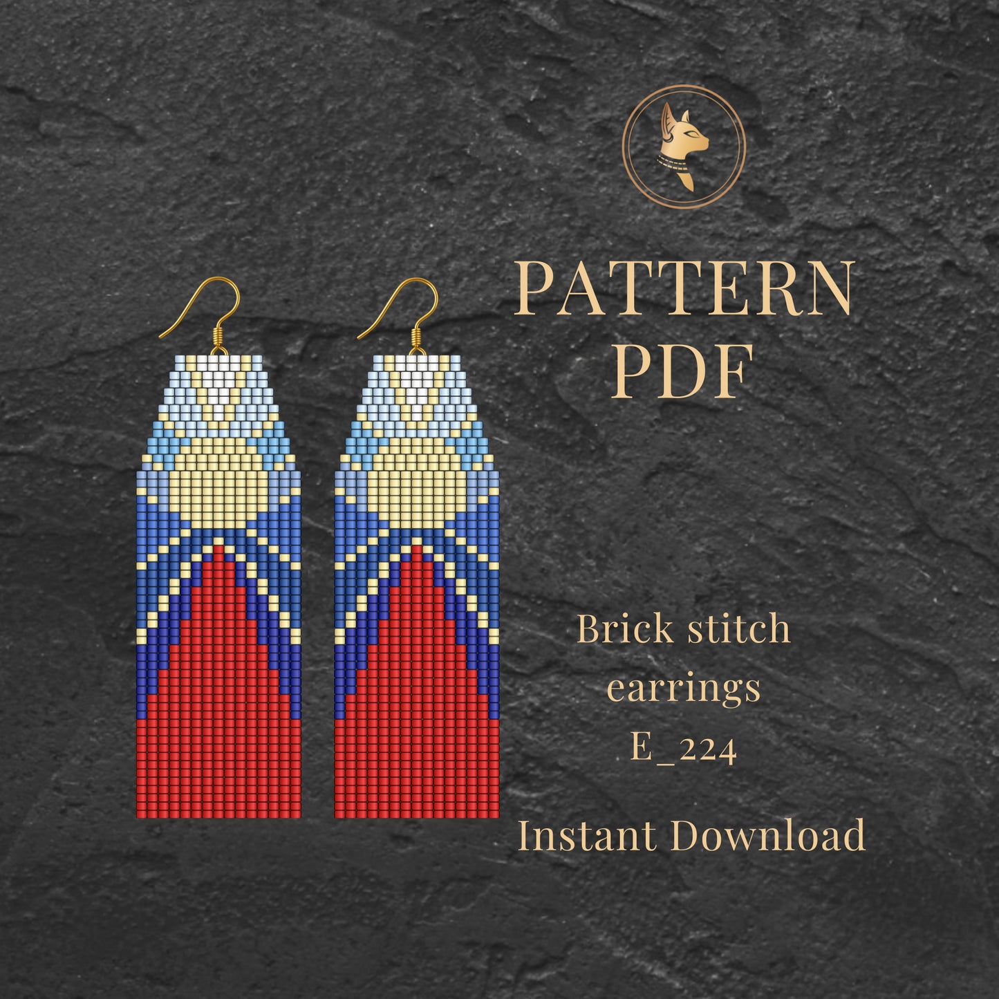 Brick stitch earrings with pattern PDF Reunion flag