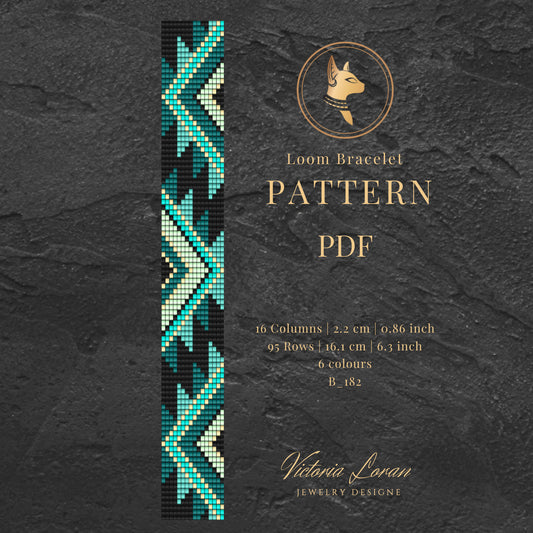 Loom bracelet pattern PDF with geometric design on a dark textured background
