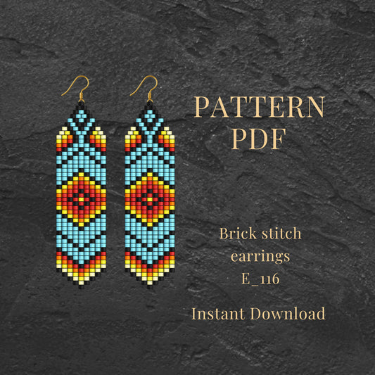 Brick stitch earrings turquoise pattern