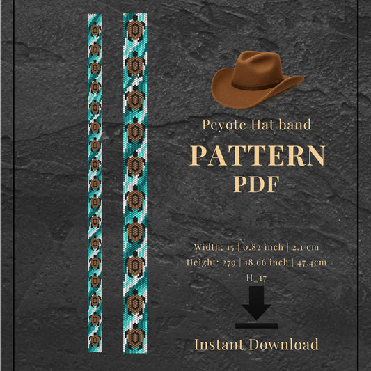 Peyote Hat band pattern PDF with a cowboy hat icon on a dark textured background