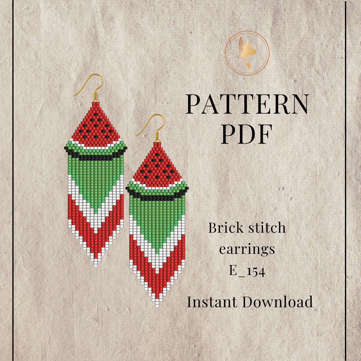 Watermelon Brick stitch earrings pattern PDF 