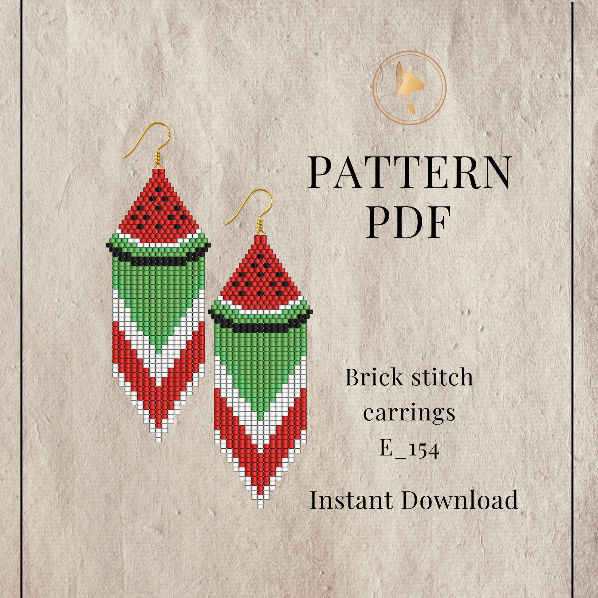 Watermelon Brick stitch earrings pattern PDF 