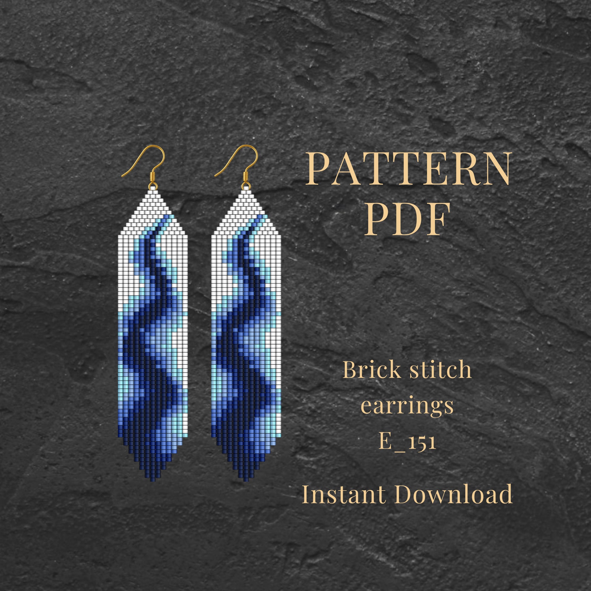 abstract blue Brick stitch earrings pattern