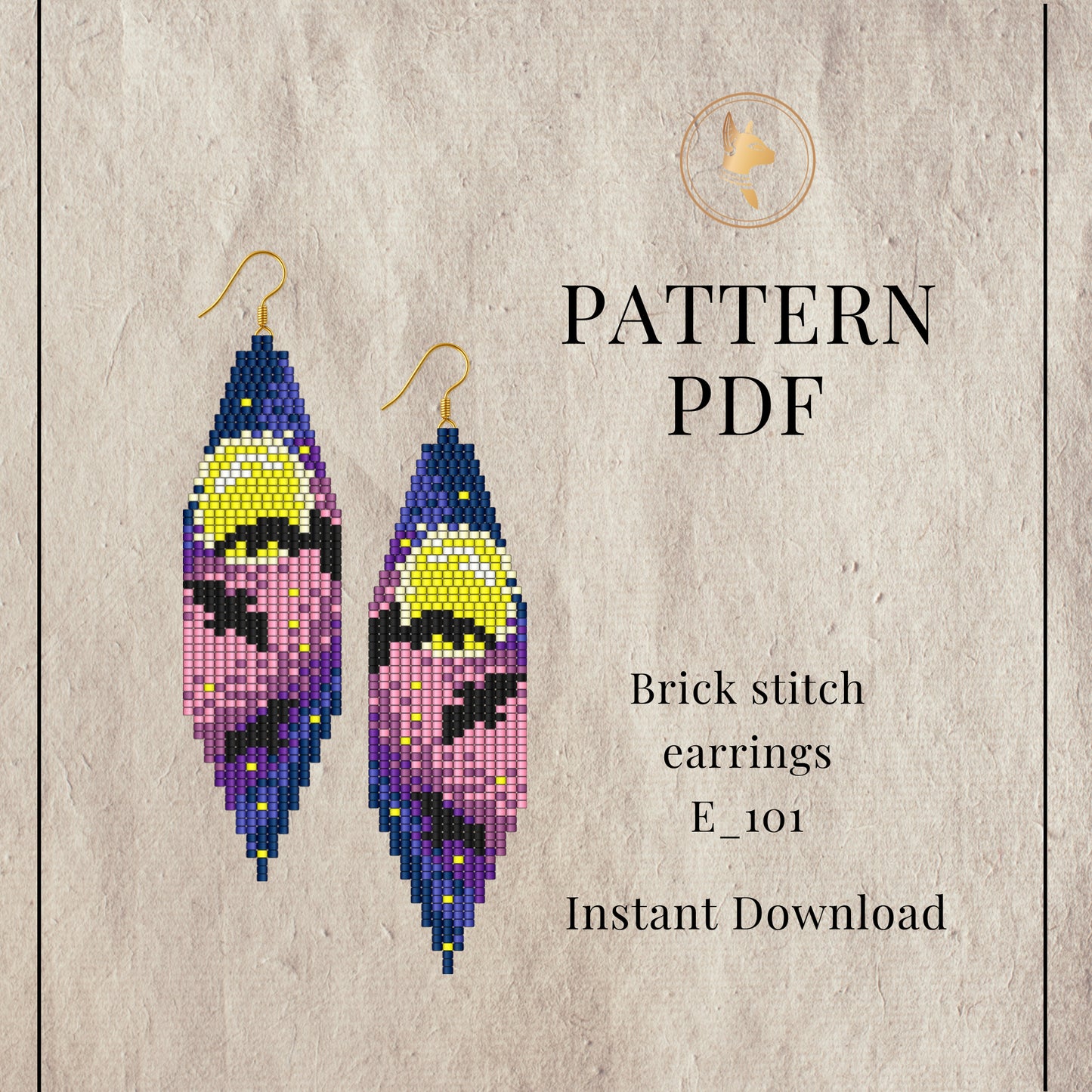 Brick stitch earrings pattern PDF 