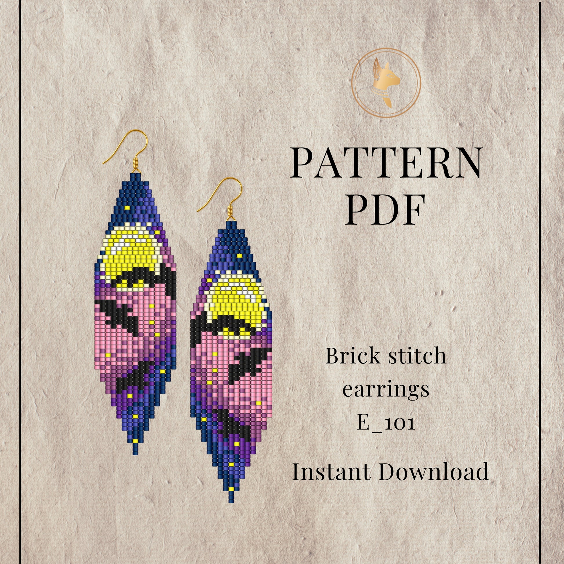 Brick stitch earrings pattern PDF 