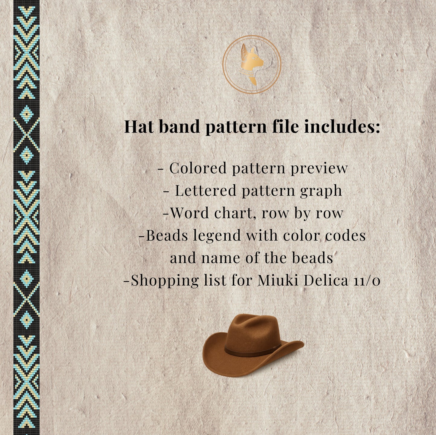 Text about a hat band pattern file includes