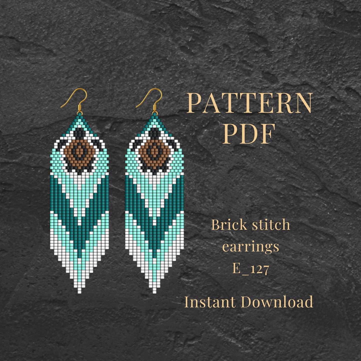 Turtle Beaded Earrings Pattern PDF – Brick Stitch with Fringe | Miyuki Delica 11/0
