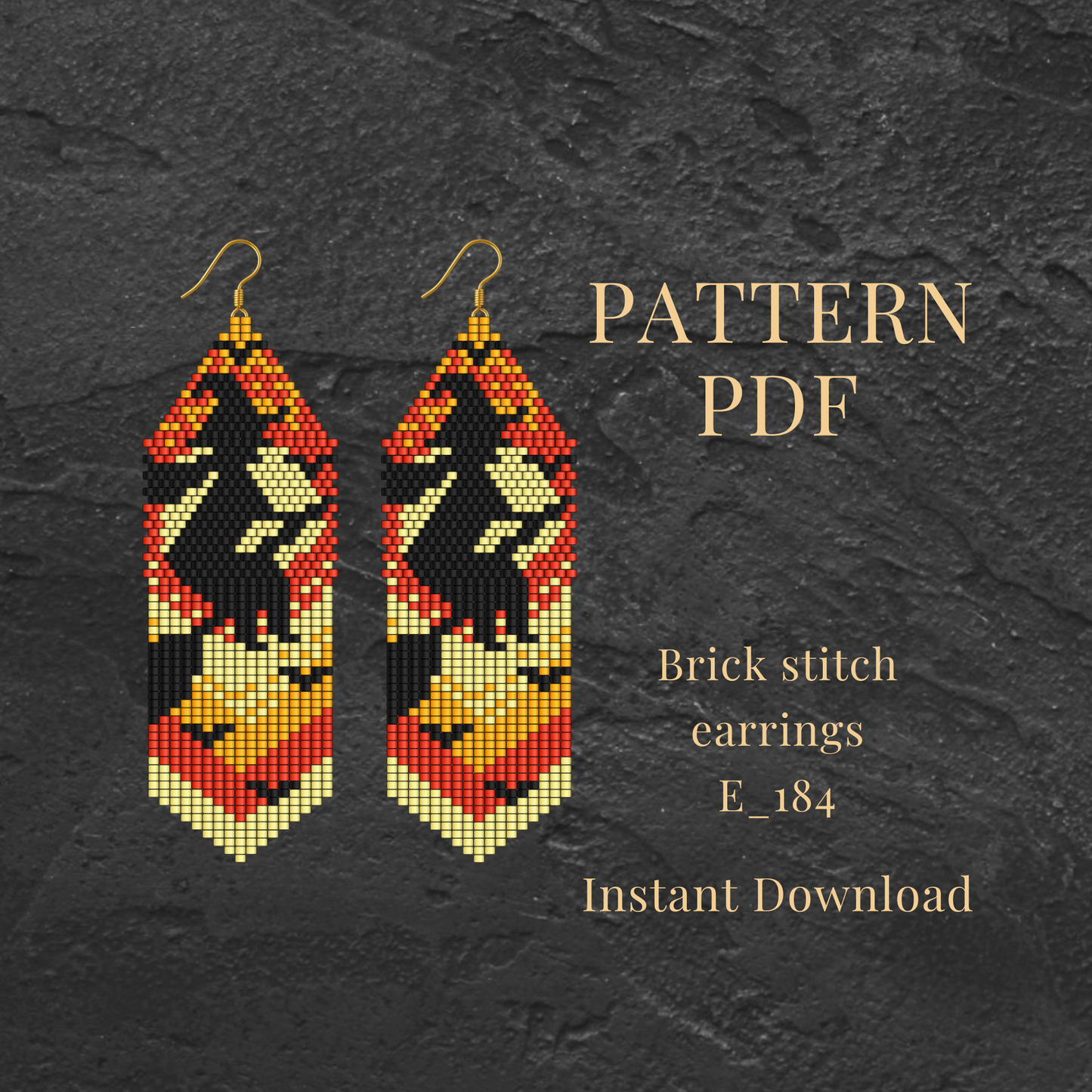 Witch Brick stitch earrings with pattern PDF 