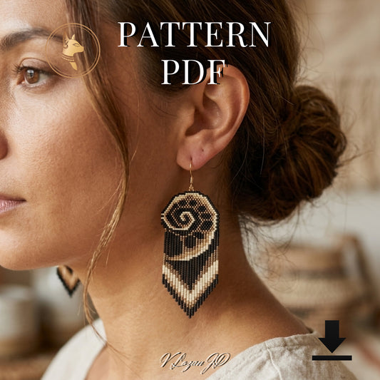Brick stitch earrings pattern PDF Fibonacci beadwork art inspired