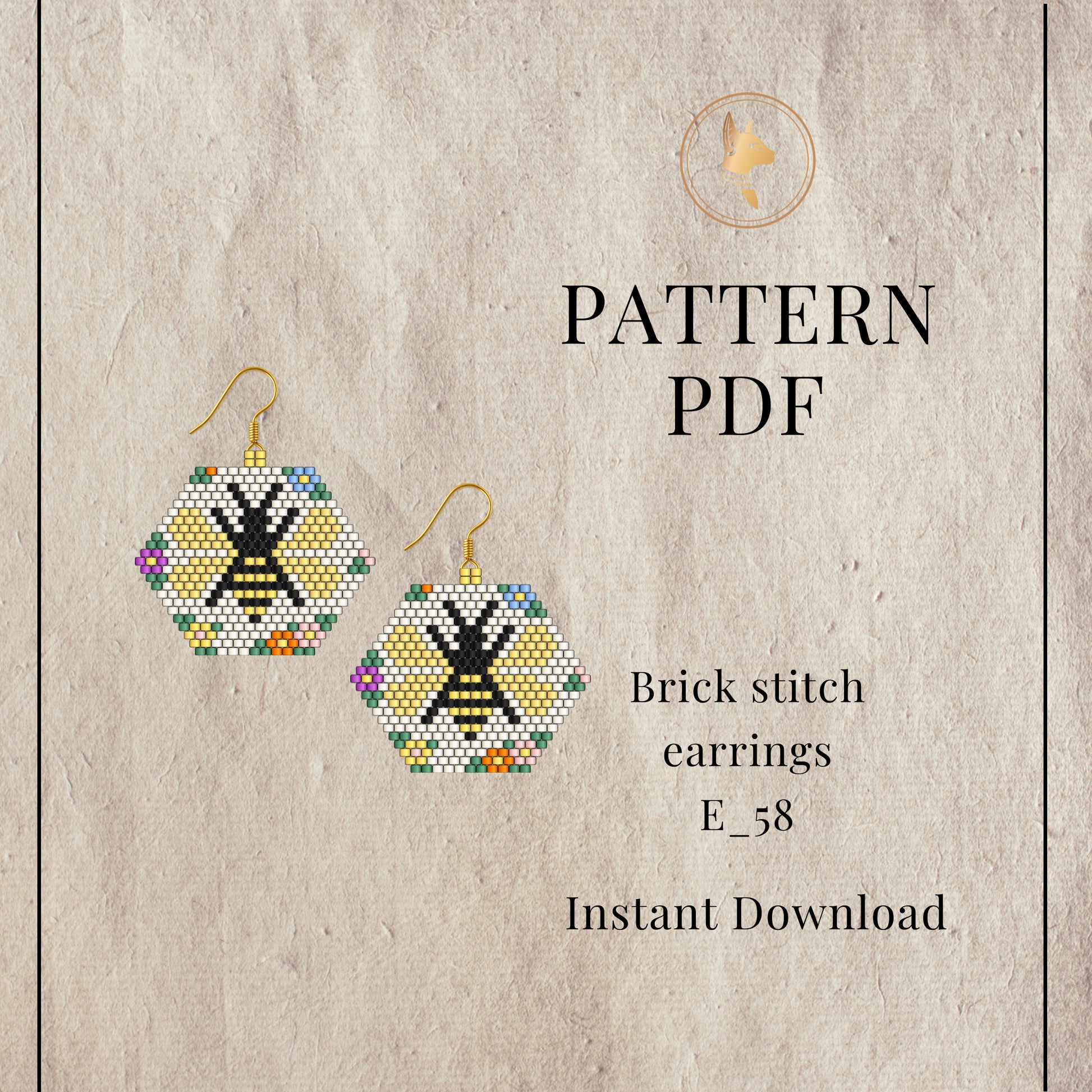 Brick stitch earrings with bee design 