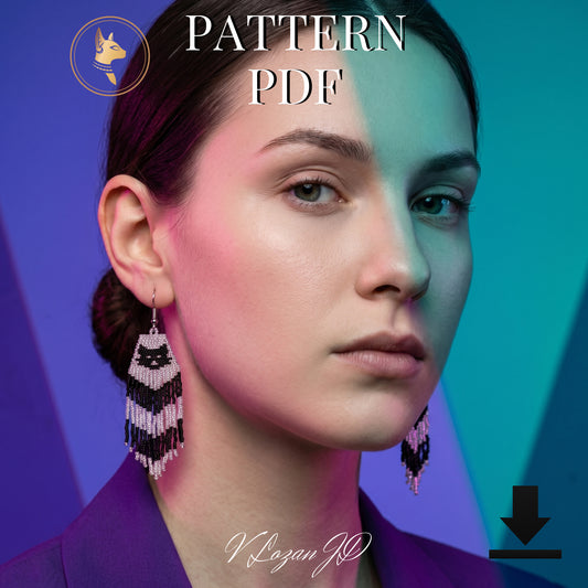 Black Cat Halloween Earrings Pattern PDF – Brick Stitch Seed Bead Design