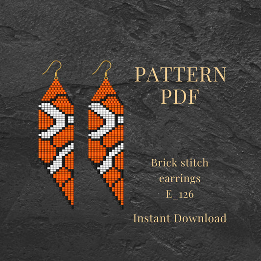 Clown fish Brick stitch earrings  pattern PDF on a dark textured background