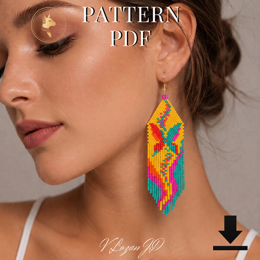 Butterfly Wings Seed Beads Earrings Pattern PDF Brick Stitch Miyuki Beading Patterns, Colorful Earrings