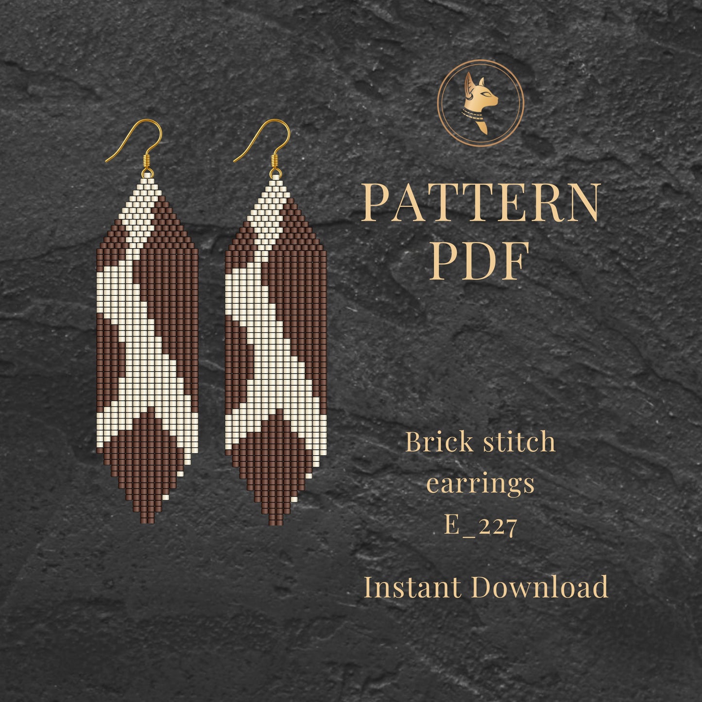 Cow Earrings Pattern Brick Stitch Miyuki Seed Beaded Animal Print PDF Design