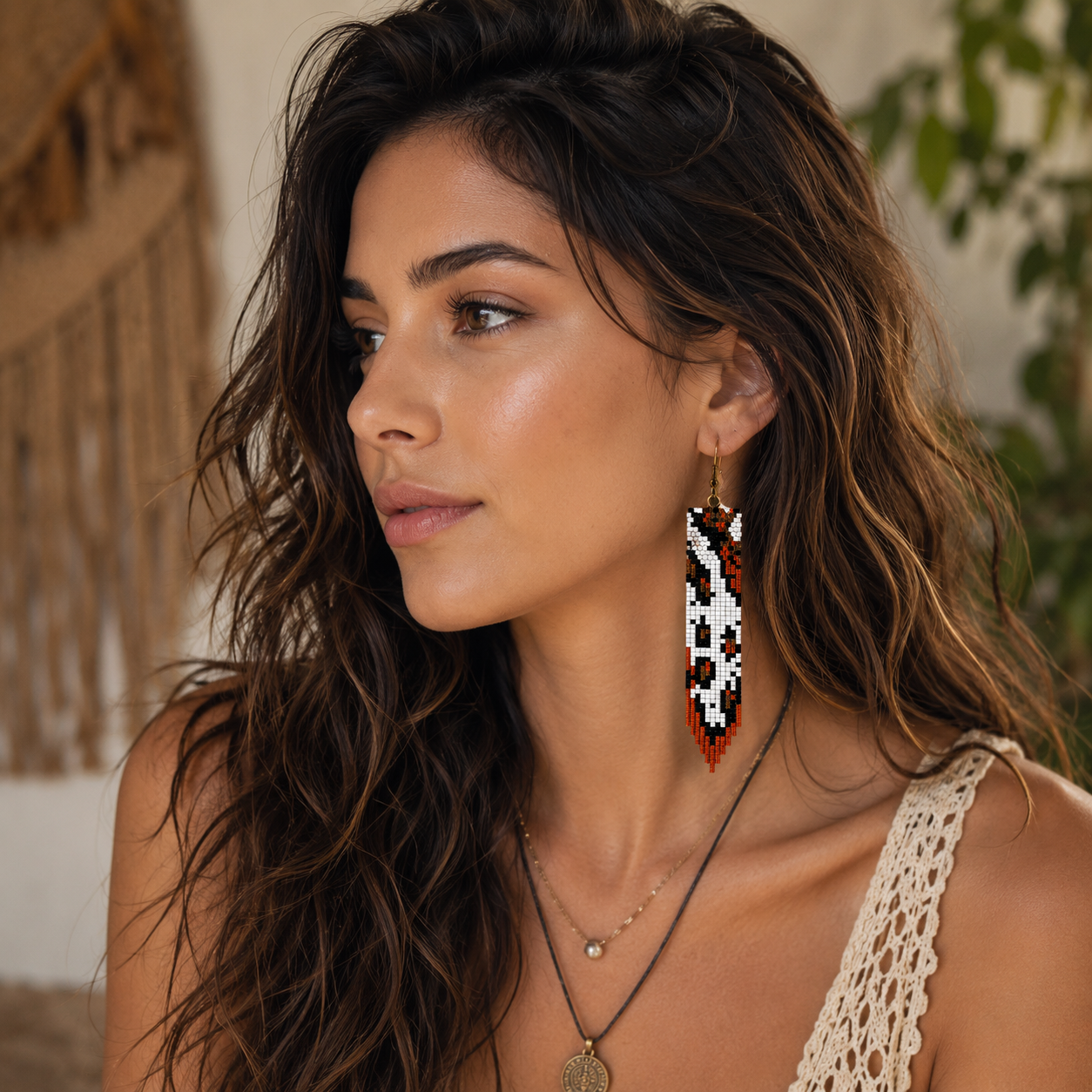 Cow Earrings Pattern Brick Stitch Miyuki Seed Beaded Animal Print PDF Design