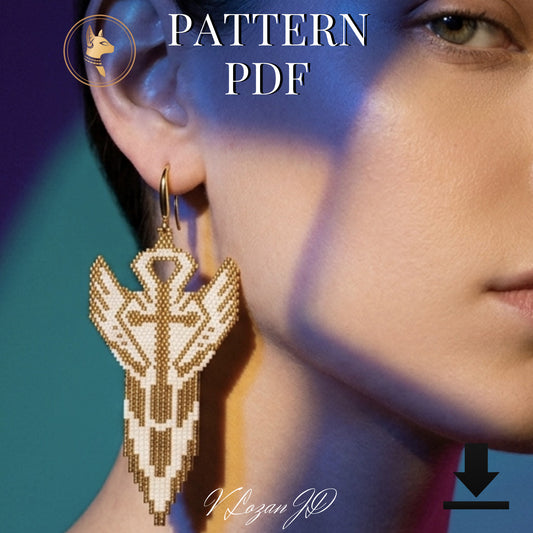 Brick Stick Cross Earrings Pattern PDF, Seed Bead Angel Wings Earrings Design, Do It Yourself, Instant Download.