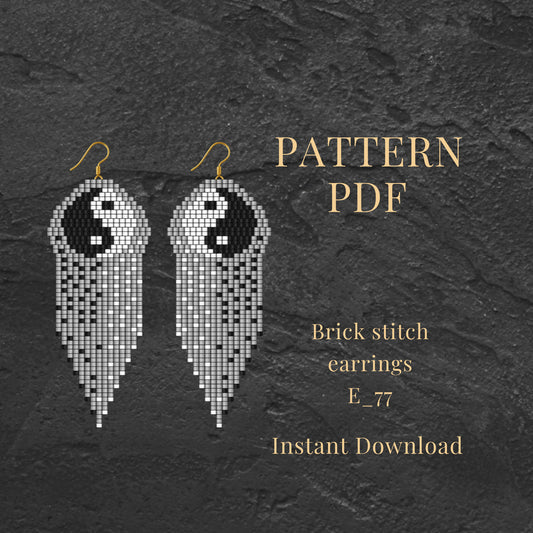 Yin Yang Brick stitch earrings pattern PDF