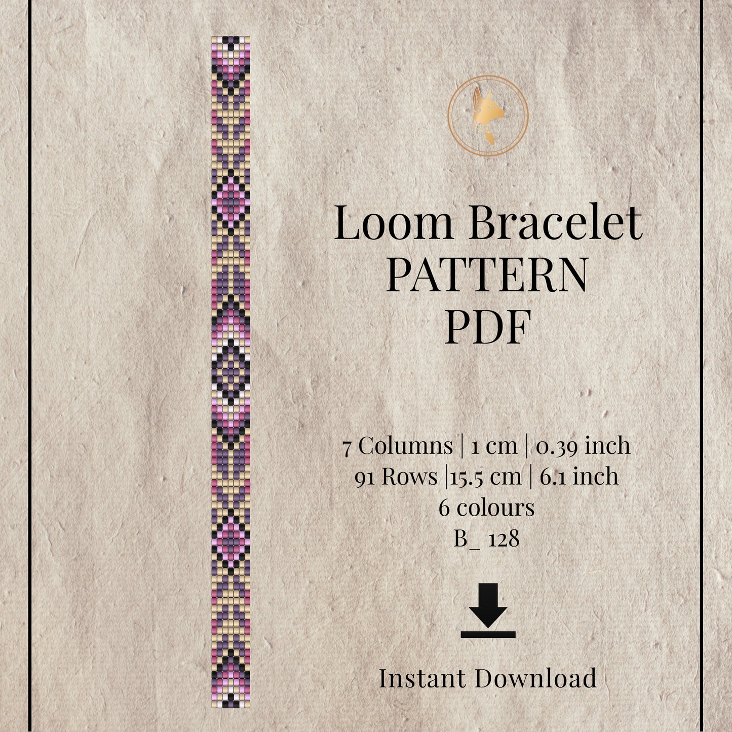 Easy Loom Bracelet Pattern PDF | Purple Geometric | Miyuki Delica 11/0 | Instant Download