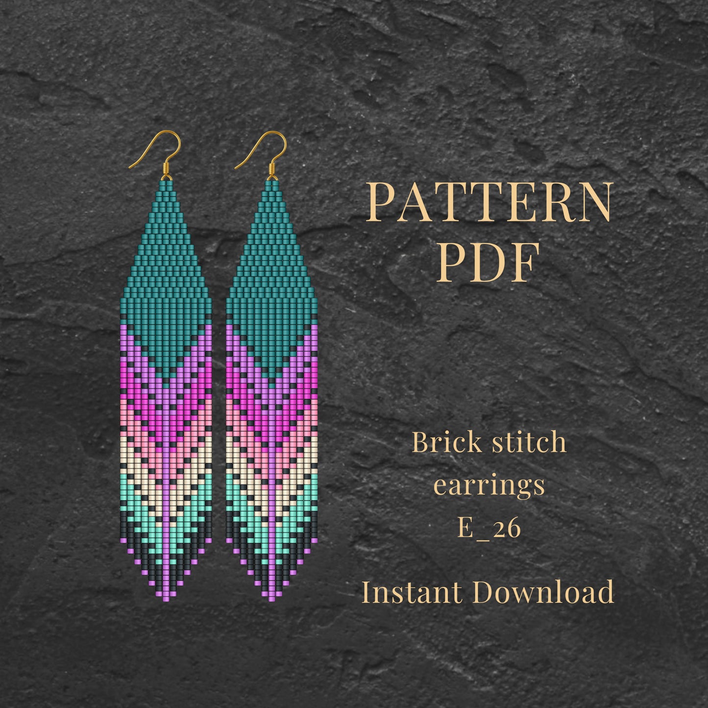 Emerald Brick stitch earrings pattern