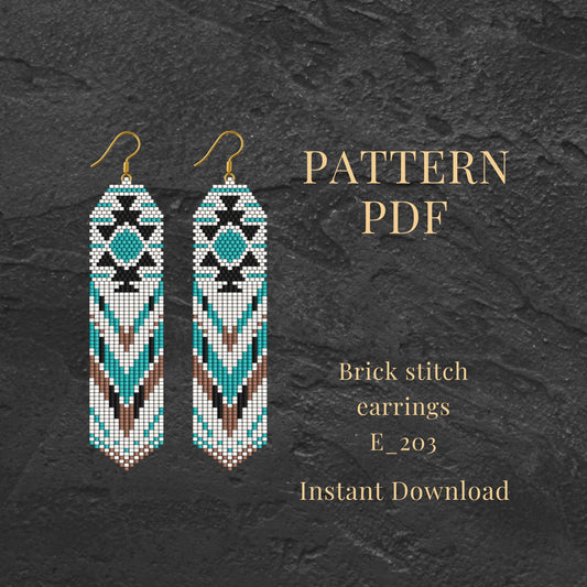 Geometric native inspired Brick stitch earrings pattern PDF 