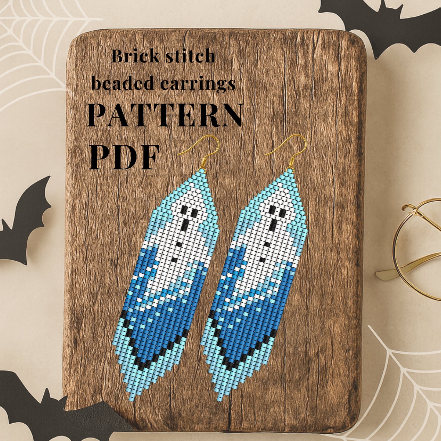 ghost Brick stitch beaded earrings pattern PDF 