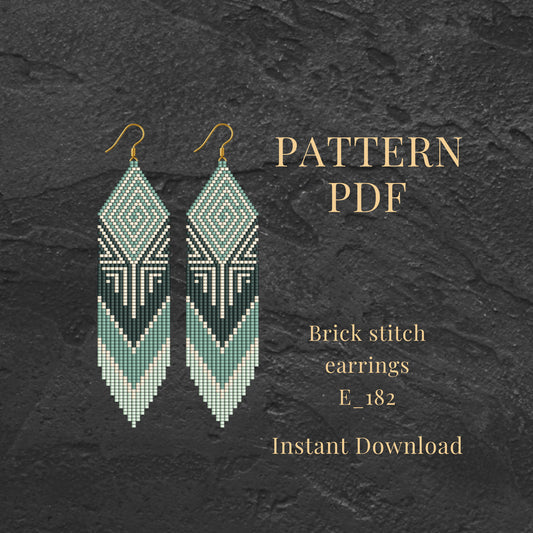 Green olive Brick stitch earrings pattern