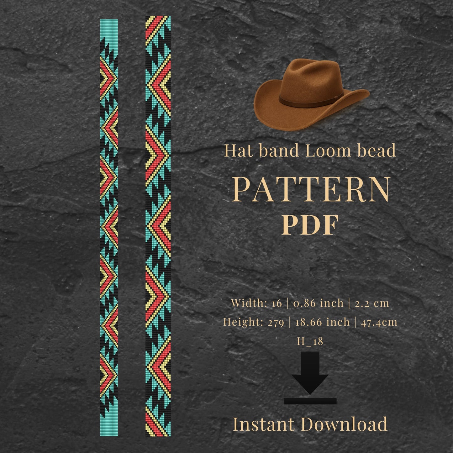 Beaded Hat Band Pattern — DIY Western Cowgirl & Cowboy Loom Bead Pattern