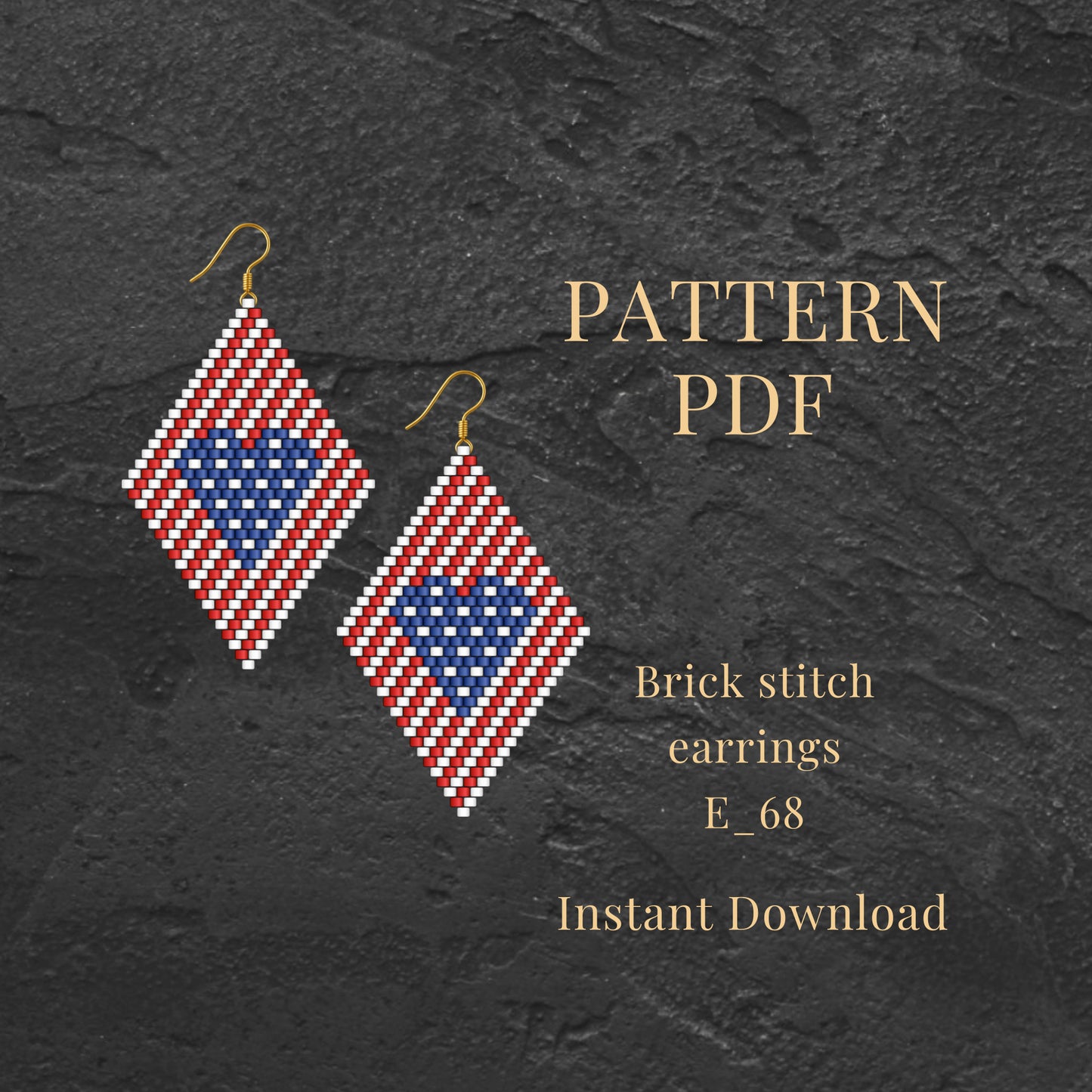 Brick stitch earrings pattern with American flag design 