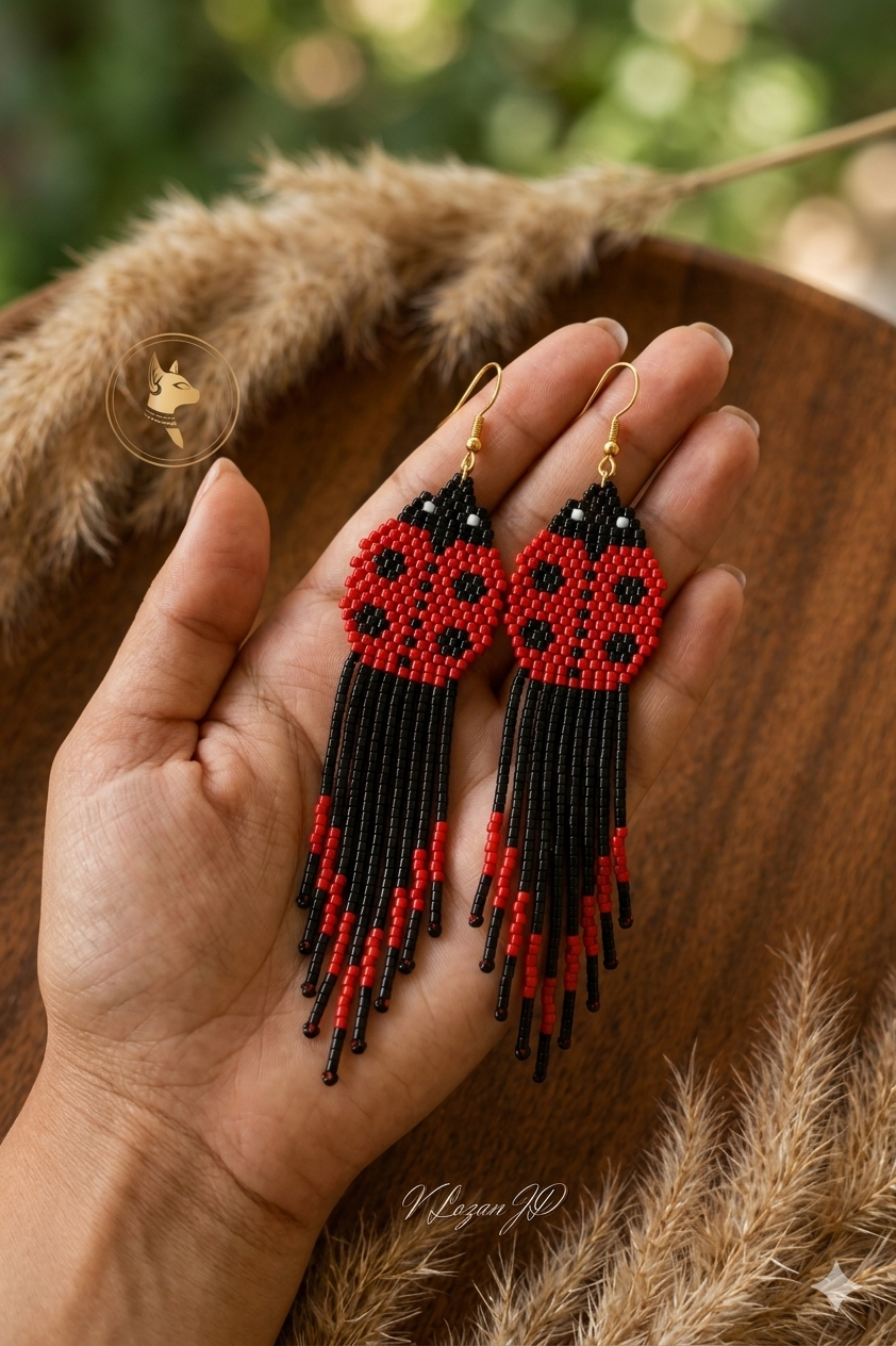 Ladybug Seed Bead Earrings Pattern – DIY Brick Stitch PDF | Miyuki Delica 11/0 Beading Design