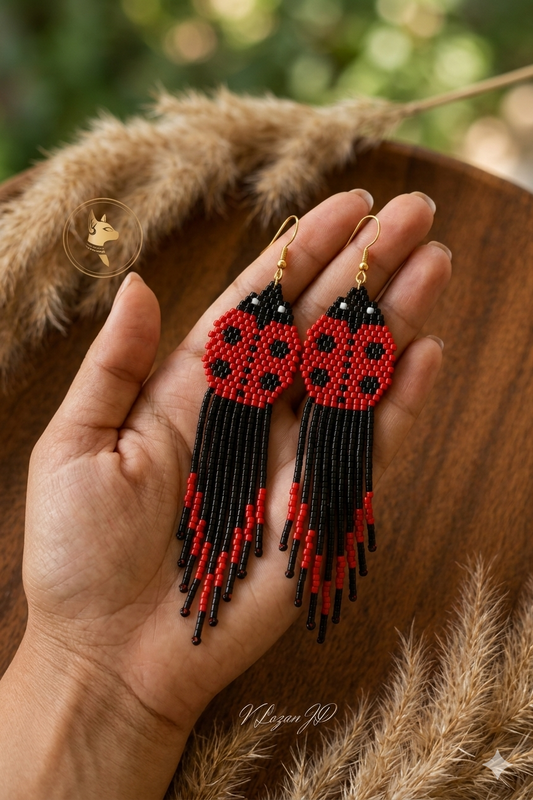 Ladybug Seed Bead Earrings Pattern – DIY Brick Stitch PDF | Miyuki Delica 11/0 Beading Design