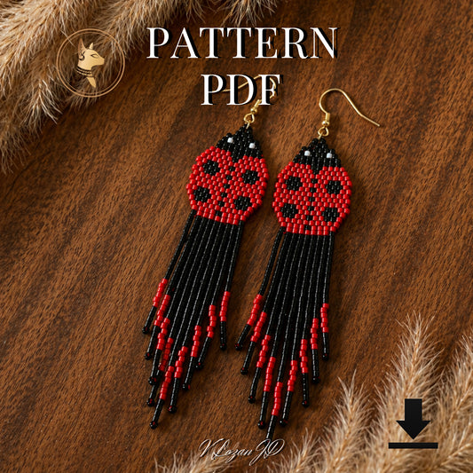 Ladybug Seed Bead Earrings Pattern – DIY Brick Stitch PDF | Miyuki Delica 11/0 Beading Design