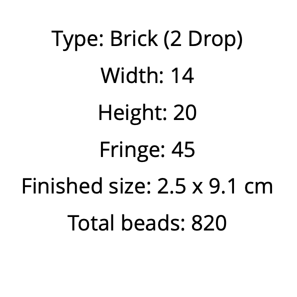Text detailing bead dimensions and specifications  of lemon earrings pattern