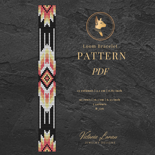 Black Tribal-Style Loom Bracelet Pattern PDF | Miyuki Delica 11/0 | Instant Download